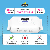 Khăn Ướt Thiên Nhiên KOKOFiT - BEAR Hàn Quốc 60% Vải Rayon 70 tờ hộp 370g
