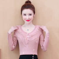 ?เสื้อคอวี  ?เสื้อไหมพรม  คอชีฟอง สุดน่ารัก สไตล์สวยหรูดูแพง?