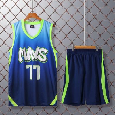 NBA City Jersey Set Dallas Mavericks No.77 Doncic Basketball Clothes for Men Sportswear