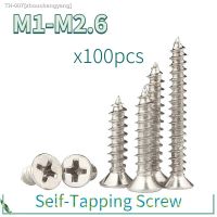 ❉ 100pcs/lot Mini 304 stainless steel Cross Phillips Flat Countersunk Head Self-tapping Wood Screw M1 M1.2 M1.4 M1.7 M2 M2.6