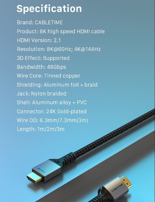 cabletime-hdmi-2-1-ultra-high-speed-8k60hz-4k144hz-ความยาว-5-เมตร