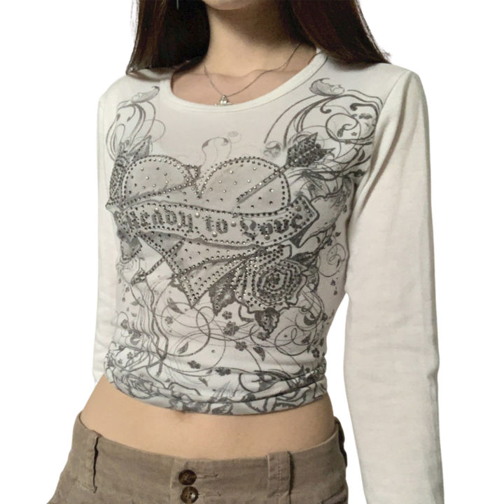 soul-การเต้นการ์ตูน-y2k-เสื้อยืดคอกลมแขนยาวลายกราฟิก-love-เสื้อสวมศีรษะสไตล์ฮาราจูกุสำหรับผู้หญิงเสื้อยืดลำลองสีขาวไซส์-s-m-l-สำหรับฤดูใบไม้ร่วง