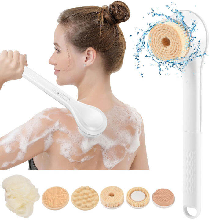 Rechargeable Body Brush Electric Body Brush Set Long Handle Scrubber