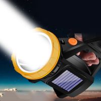 Powerful LED Solar Searchlight 8000LM Handheld Flashlight Built in 18650 Battery USB Charging LED Flashlight Tactical Torch Lamp Rechargeable  Flashli