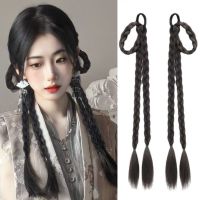 VAN 2pcs DIY Realistic Hanfu Fairy Wig Girls Women Fluffy Chinese Style Hair Rubber Band Wig Twist Braiding Braided Ponytail Braiding Hairpieces Hair Extension