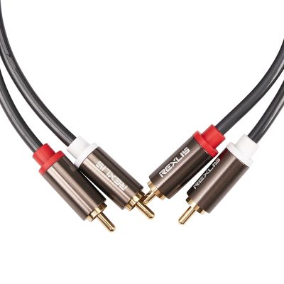 Rexlis 2 Rca to 2 Rca Male to Male Hifi Audio Cable Ofc Av Speaker Wire for Tv Dvd Amplifier Subwoofer Soundbar