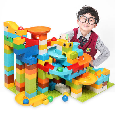 Newest 200PCS97PCS Marble Run Block Maze Ball Plastic Building Blocks Funnel Slide Big Size Bricks Building Toys For Children