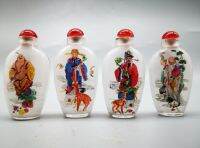 ☈○ Coloured glaze Fu lu shou wealth Snuff bottles crafts statue A set