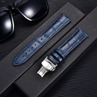 ❃ Watch Accessories Watch Strap 18mm 20mm 22mm 24mm Cow Leather Watchband Stainless Steel Butterfly Buckle Wristwatch Straps