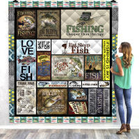 Droshipping Fishing Print Quilt For Kids School Adults Bed Soft Warm PicnicThin Blanket Cotton Quilt King Size Custom