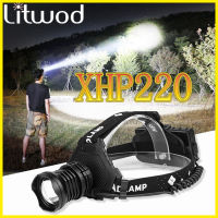 Most Powerful XHP220 Led Headlamp 8000LM Head Lamp USB Rechargeable Headlight Waterproof Zoom Fishing Light Use 18650 Battery