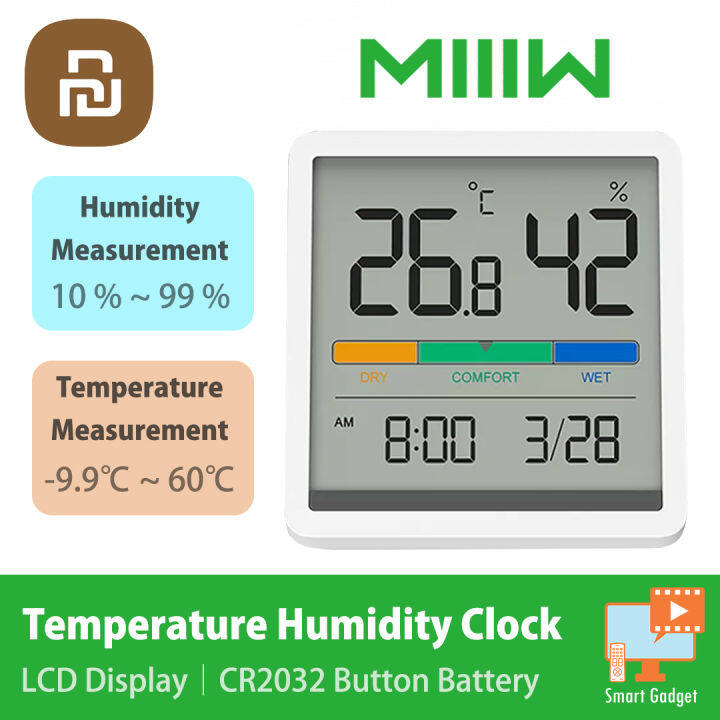 ATuMan Indoor Thermometer Hygrometer with Large Digital Date Clock