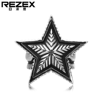 REZEX เครื่องประดับแฟชั่นย้อนยุคแหวนเหล็กไทเทเนียมดาว
