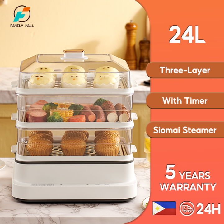 24L Electric Steamer For Siomai And Siopao Timer Egg Boiler Cooker 3