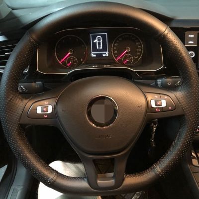 【YF】 Black Steering Wheel Cover Artificial Leather Car For Volkswagen VW Golf 7 Mk7 New Polo Jetta Passat B8