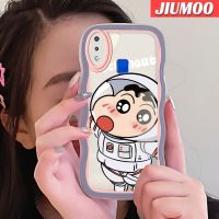 เคส JIUMOO สำหรับ VIVO เคส Y95 Y91i Y91ลายการ์ตูนสีเทียนหน้าแข้ง-Chan นักบินอวกาศเคสโทรศัพท์แบบใสขอบคลื่นสีสันสดใสเคสป้องกันเลนส์กล้องเคสนิ่มโปร่งใสซิลิโคนกันกระแทก