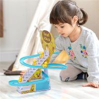 Climbing Stairs Track Toys Cartoon Duck For Children Electronic Music Kids Electric Duck Climbing Stairs Toy Set Boys Girls Gift