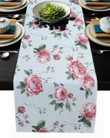 Watercolor Painting Of Rose Blossoms Table Runner Wedding Party Dining Table Cover Cloth Placemat Napkin Home Kitchen Decoration