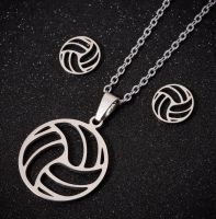 2021 Hfarich Fashion Beach Volleyball Pendant Necklace Women Hollow Ball Stainless Steel Circle Jewelry Students Graduation Gift