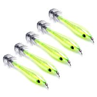 5Pcs Glow In Dark Luminous Squid Cuttlefish Fishing Lures Tackle Jig Bait Hooks