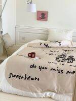 Four-Piece Hand-Painted Cartoon Printed Embroidered Cool Bed Sheet Quilt Cover Fashion Simple Bedding Summer Home Decoration1Pcs