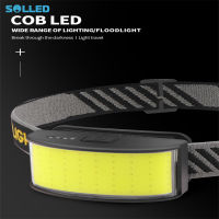 SOLLED Cob Led ไฟหน้าในตัว1000Mah แบตเตอรี่แบบพกพา Type-C แบบชาร์จไฟได้ Floodlight Head-Mounted ไฟฉายไฟฉาย