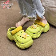 QiaoYiLuo Women s shoes cute egg yolk DIY half drag high heels go out