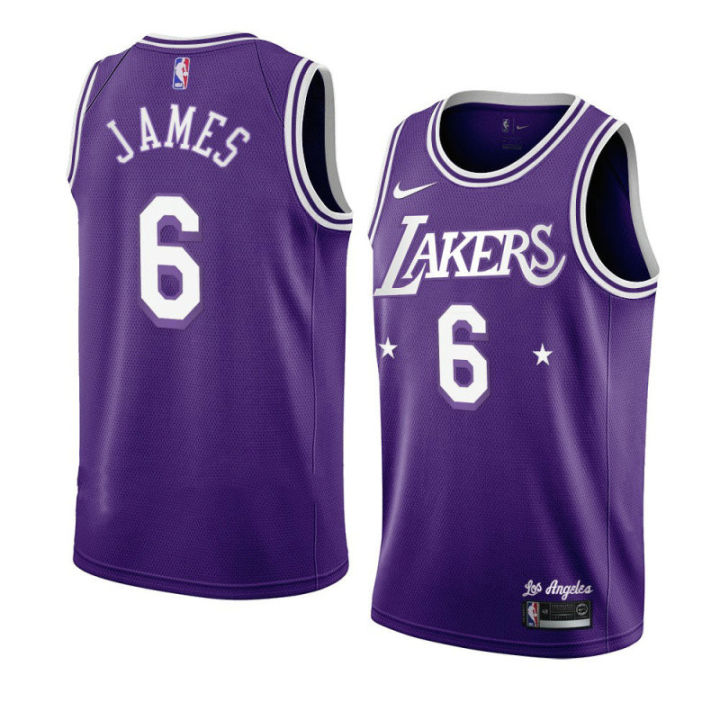 Men's Los Angeles Lakers 6 LeBron James Basketball City Edition Swingman  Jersey Purple 2019