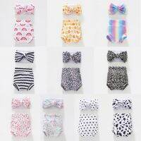 Baby Infant Toddler Girls Shorts Floral Dots Loose Pants Underwear Boys Bloomer Princess Diaper Cover and Bowknot Headband Set  by Hs2023