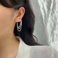 [COD] ear bone clip without hole light luxury multi-layer sequin chain earrings high-end long 2023