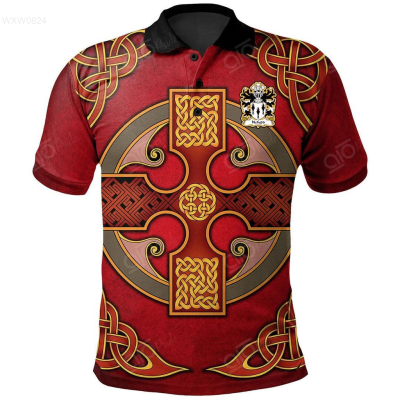 2023 NEW Style Summer Nefydd Hardd Caernarfonshire Welsh Family Crest Polo Shirt - Vintage Celtic Cross Redsize：XS-6XLNew product，Canbe customization high-quality