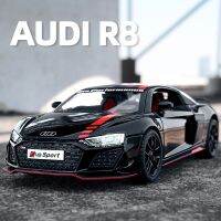 1:24 V10 R8 Audi โลหะผสมหล่อล้อโมเดลรถของเล่นสำหรับหรือเป็นของสะสมของเล่นของเด็กของขวัญวันเกิด