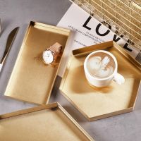 Nordic Metal Cosmetic Jewelry Storage Tray Bathroom Washing Organizer Box Food Cake Dessert Tea Coffee Serving Decorative Tray Baking Trays  Pans