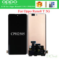 AMOLED สีดำ6.7นิ้วสำหรับ Oppo Reno 8 T Reno8 T 5G CPH2505หน้าจอ LCD อะไหล่ประกอบแผงดิจิตอลระบบสัมผัส