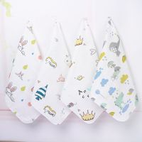 【DT】hot！ 1Pcs 30x30cm Baby Cotton of Gauze Soft Cartoon Pattern Feeding Saliva