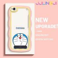 Jlingji เคสสำหรับ Xiaomi Redmi 4A 5A 6A แฟชั่นลายโดราเอมอนขอบเป็นคลื่นเคสมือถือกันกระแทกแบบใสนิ่มเคสป้องกันซิลิกาเจลโปร่งใสลายกล้องถ่ายรูปเก๋ไก๋