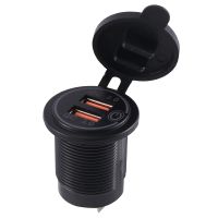 12V 36W Quick Charge 3.0 Dual USB Car Charger USB Fast Charger with Switch for Boat Motorcycle Truck Sedan