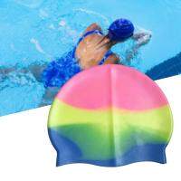 Swimming Hat Silicone Contrast Color Unisex Bathing Hat Elastic Anti-slip Waterproof Anti-falling Diving Hat For Water Sport Swim Caps