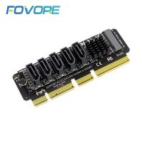 M.2 NVME-PCI-E การ์ดอะแดปเตอร์ X8 X16 PCIE ไป6Gpbsx6-Port SATA M.2 MKEY เพื่อ SATA3.0 M.2ไรเซอร์การ์ดอะแดปเตอร์ X4