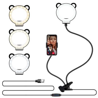 LED Selfie Ring Light with Phone Holder for Youtube Live Stream Makeup Photo Studio,Phone Lamp for iPhone/Android