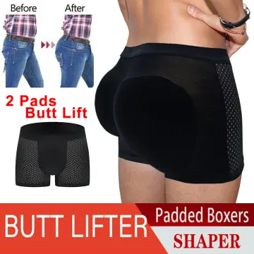 Men Padded Underwear Butt Lifter Boxer Briefs Booster Hip Enhancer