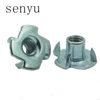 LUHUICHANG 20pcs M4 M5 M6 M8 M10 M12 Zinc Plated Four Claws Nut Speaker Nut T nut Blind Pronged Inser Tee Nut Furniture Hardware