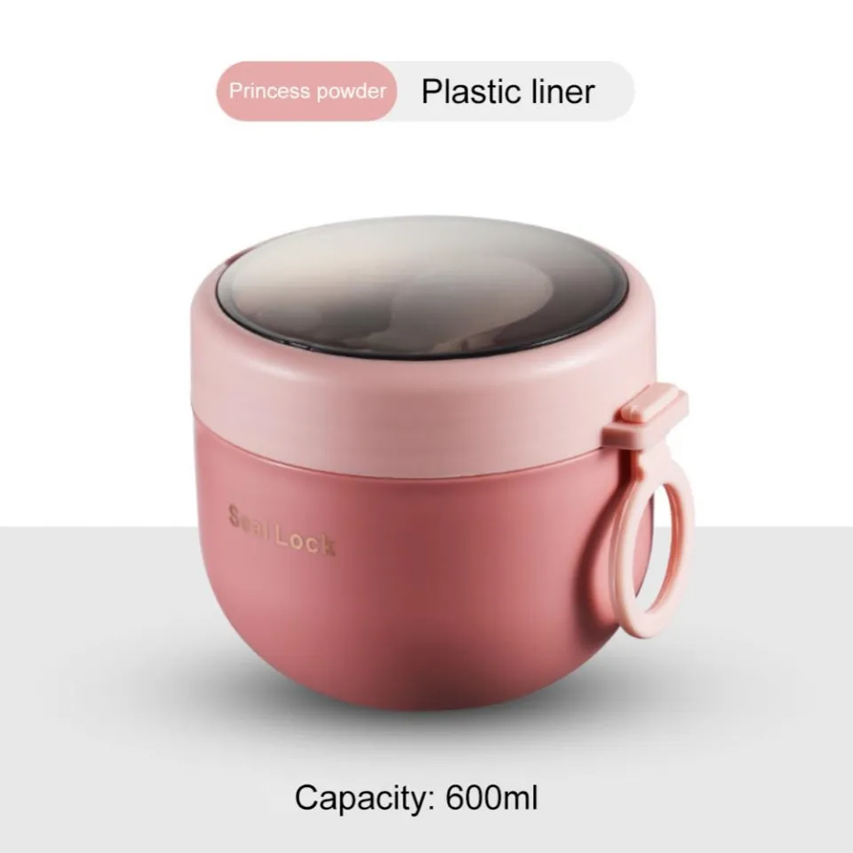 Portable Stainless Steel Soup Cup Lunch Box Food Containers Cute Shape  Vacuum Flasks Thermo Cup Microwave Heating With Spoon