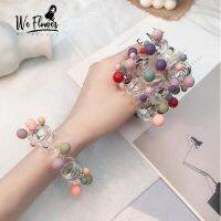 We Flower Korean Colorful Pearl Telephone Wire Hair Ties for Women Scrunchies Polytail Holder Elastic Bands 5251106✱☃✕