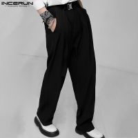 【jw】●✇❁  Incerun 2023 estilo coreano nova moda masculina cinto de calças compridas casual streetwear masculino venda quente cor sólida pantalons S-5XL