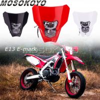 ♚♨Supermoto MX ไฟหน้า E13กีฬาคู่ H7 LED Redmoto 12V 35W HI/LO Beam สำหรับ Honda CRF450XR CRF450L CRF125F CRF 250 450 R L F RX