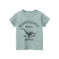 [COD] Childrens short-sleeved t-shirt baby clothes dinosaur cartoon top 2023 summer new Korean version of childrens