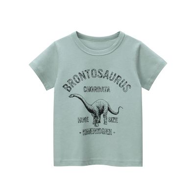 [COD] Childrens short-sleeved t-shirt baby clothes dinosaur cartoon top 2023 summer new Korean version of childrens