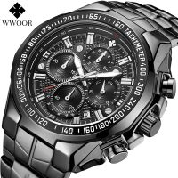 WWOOR Fashion Military Big Watches For Men Full Black Sport Quartz Watch Top Brand Luxury Stainless Steel Waterproof Wrist Watch