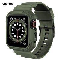 [ดีที่สุด A]✩ สายรัดสีเขียวทหารสำหรับสายคาด Apple Watch 44Mm 42Mm กับเคสกันชน VIOTOO ขรุขระปกป้องเต็มรูปแบบ38Mm 40Mm สายรัดสำหรับ IWatch